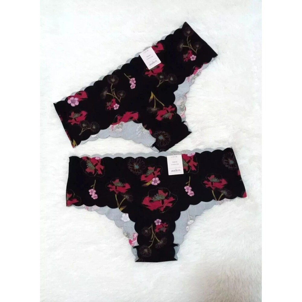 5 Pair- Auden Women's Scalloped Edge Hipster Underwear Panties (Size L/12-14)